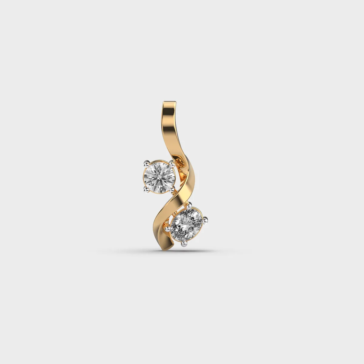 Minimal Two Diamond Pendant Without Chain