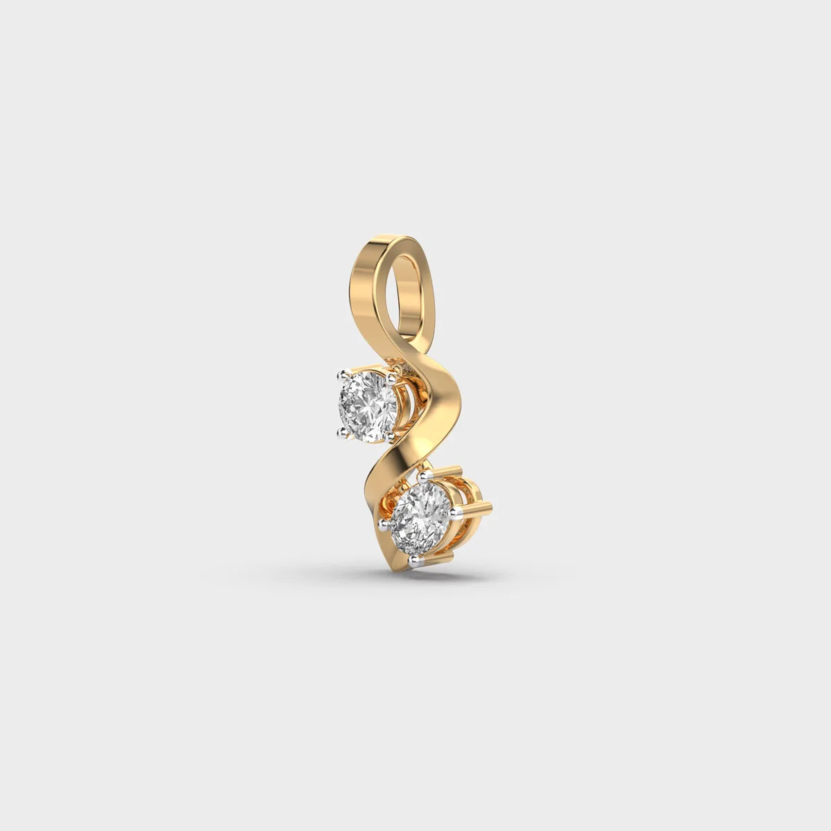 Minimal Two Diamond Pendant Without Chain – alternate view