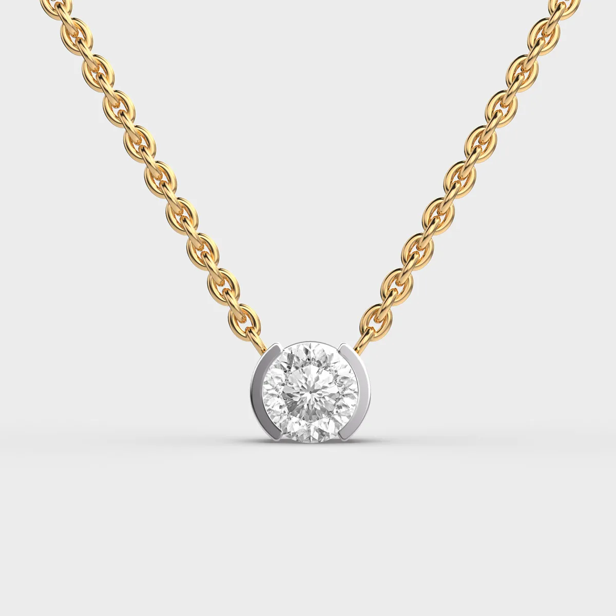 Minimalist Padma Cut Diamond Solitaire Pendant With Chain