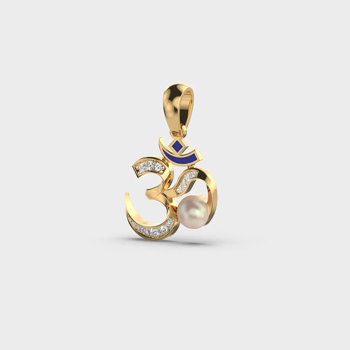 Om Diamond And Pearl Pendant Without Chain – alternate view
