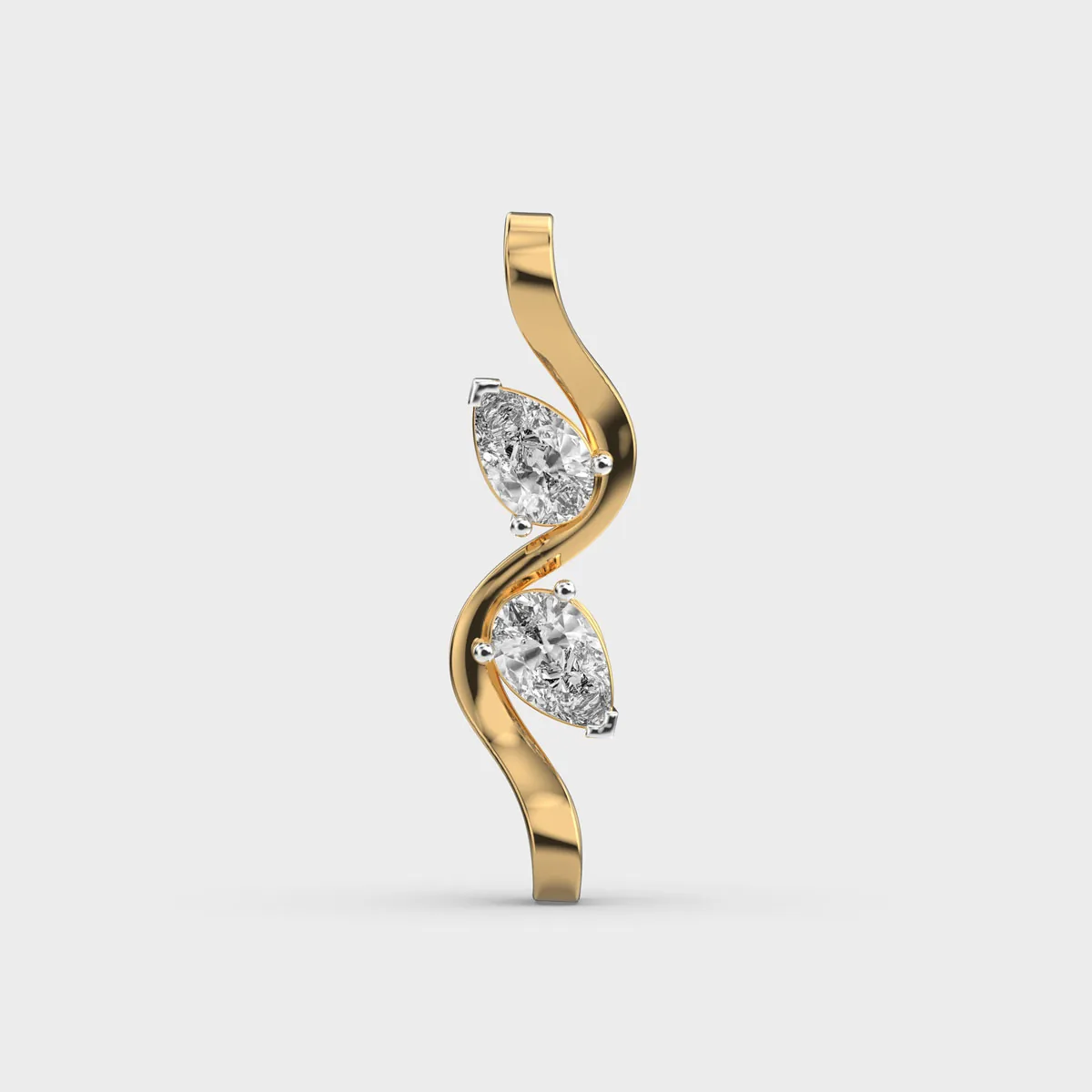 Pear On Wave Diamond Pendant Without Chain