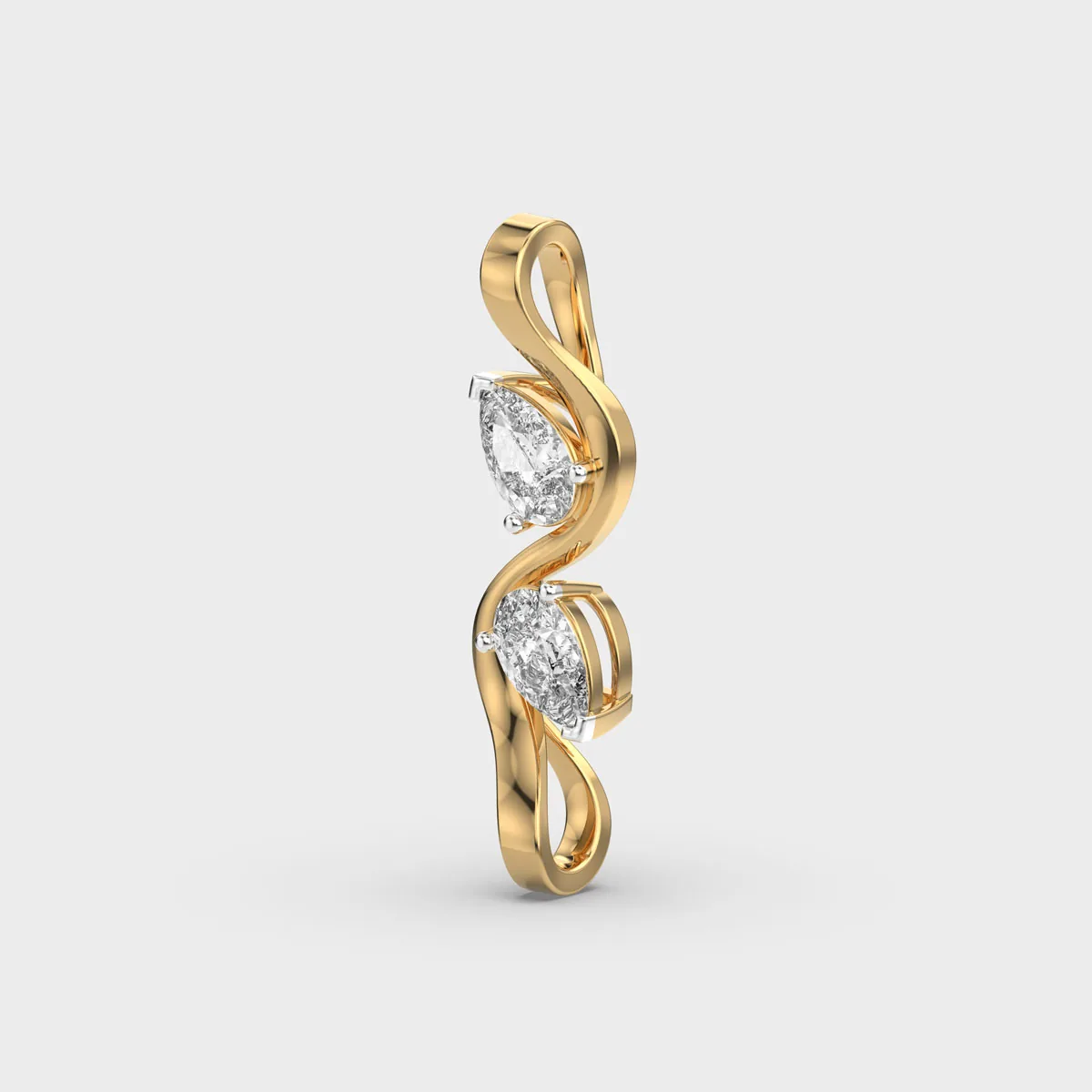 Pear On Wave Diamond Pendant Without Chain – alternate view
