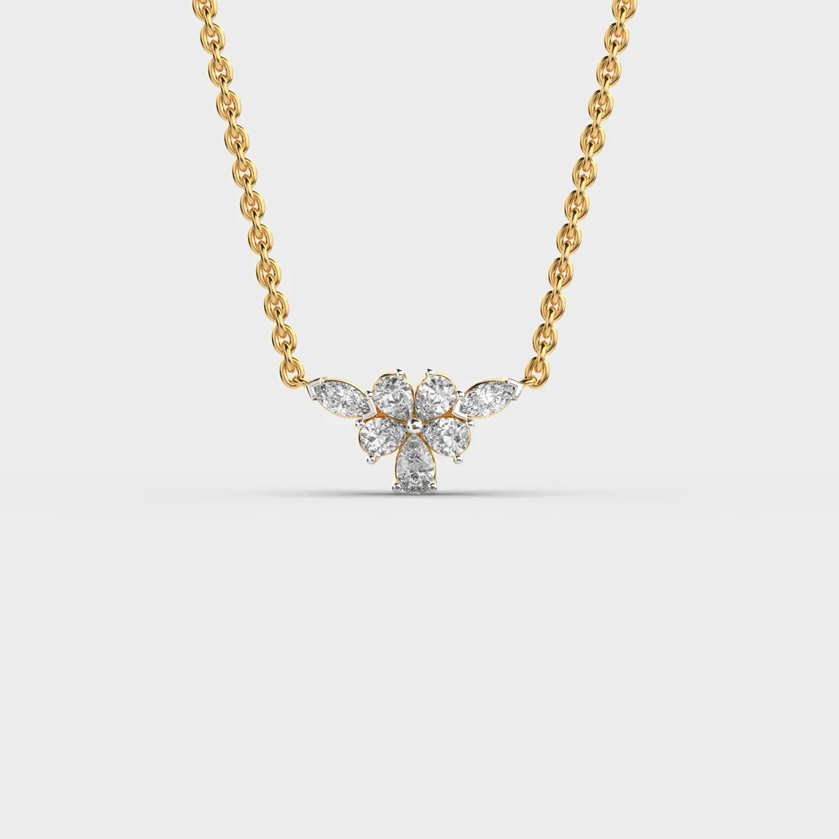 Petal Bloom Diamond Pendant With Chain