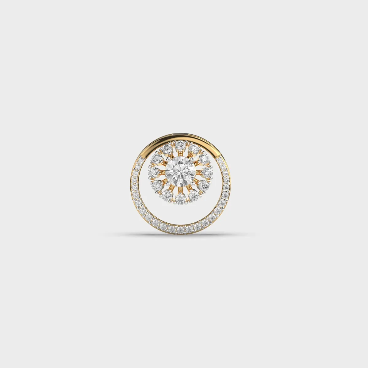 Radiant Round Solitaire Halo Pendant Without Chain