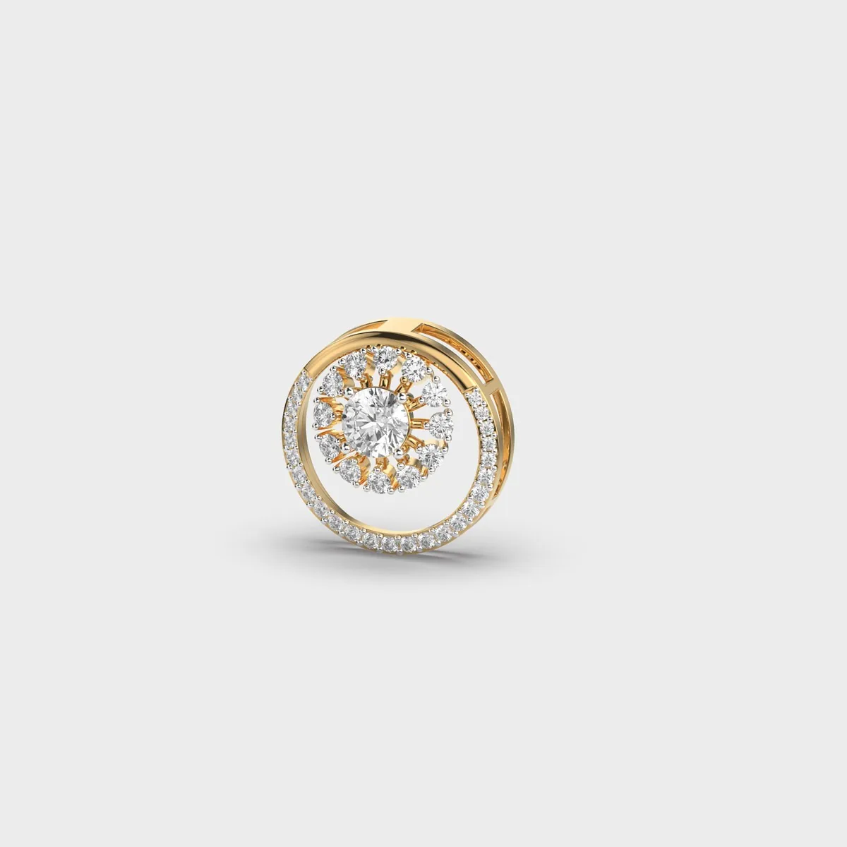 Radiant Round Solitaire Halo Pendant Without Chain – alternate view