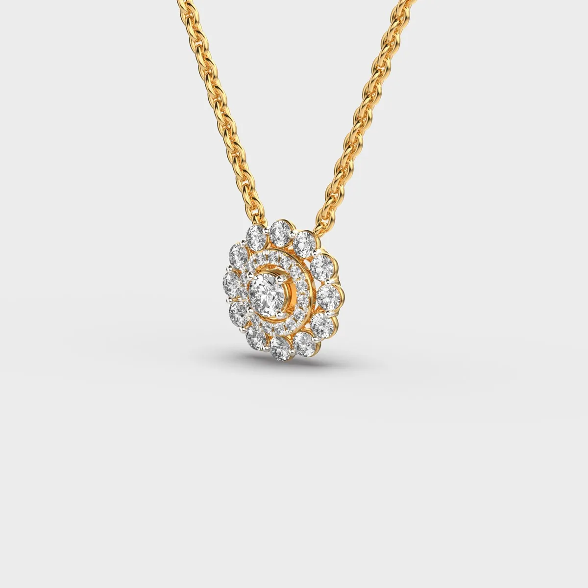 Radiant Sunburst Halo Diamond Pendant With Chain – alternate view