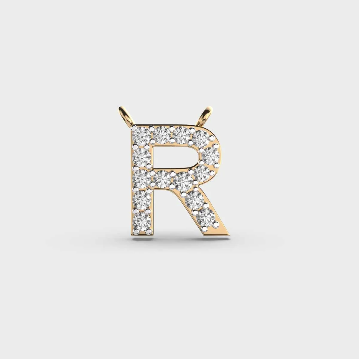Romantic Initial R Diamond Pendant Without Chain