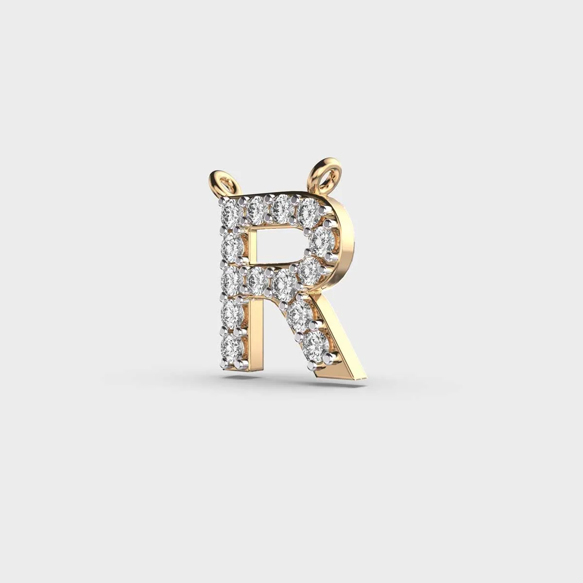 Romantic Initial R Diamond Pendant Without Chain – alternate view