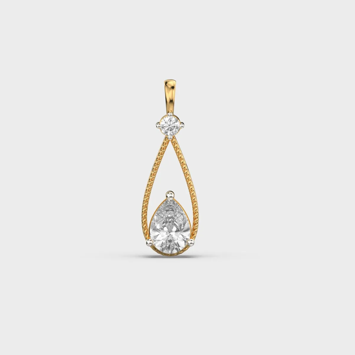 Rope Teardrop Pear Diamond Pendant Without Chain
