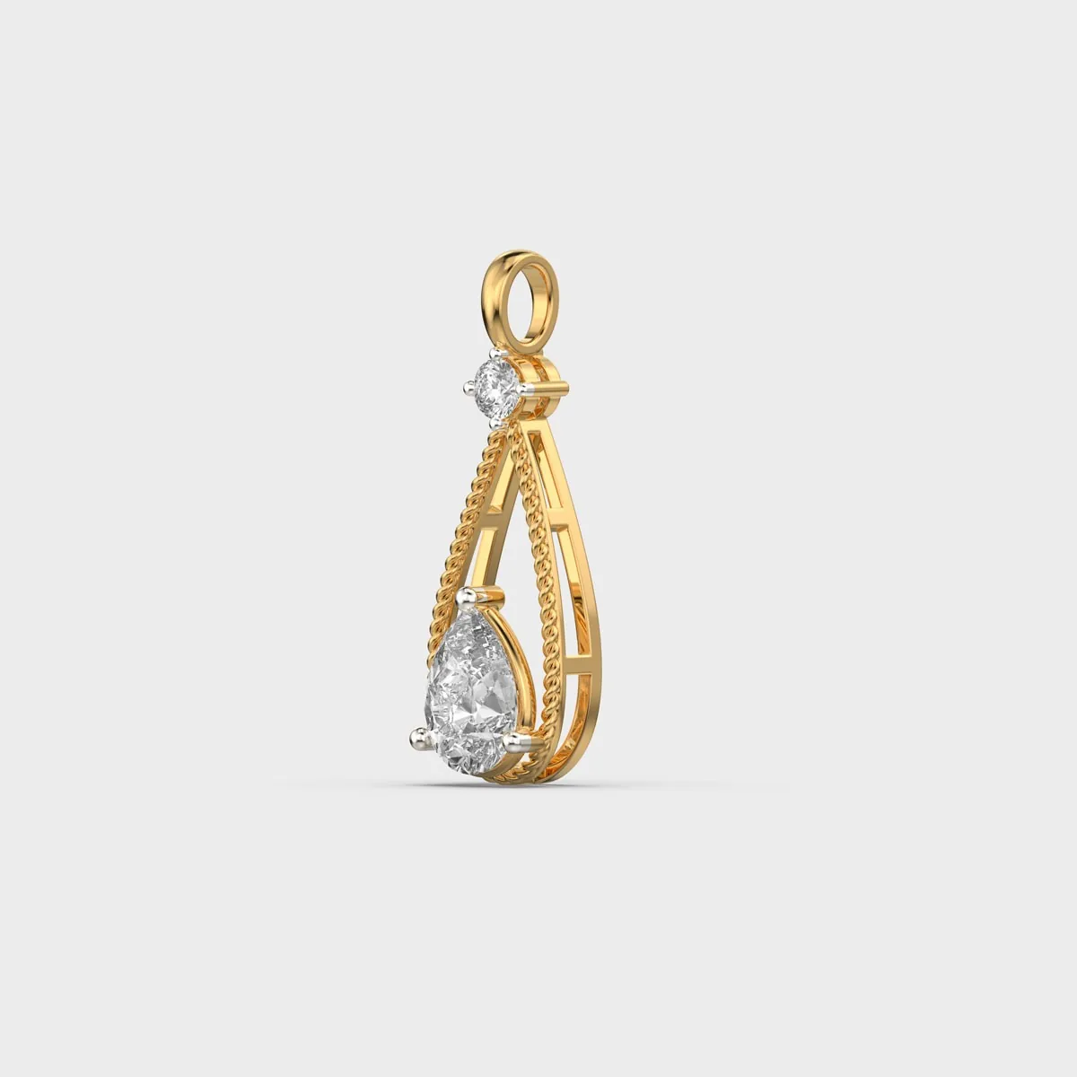 Rope Teardrop Pear Diamond Pendant Without Chain – alternate view