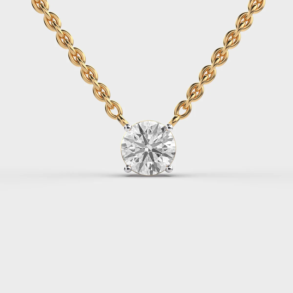 Serene Aeterna Round Diamond Solitaire Link Pendant With Chain