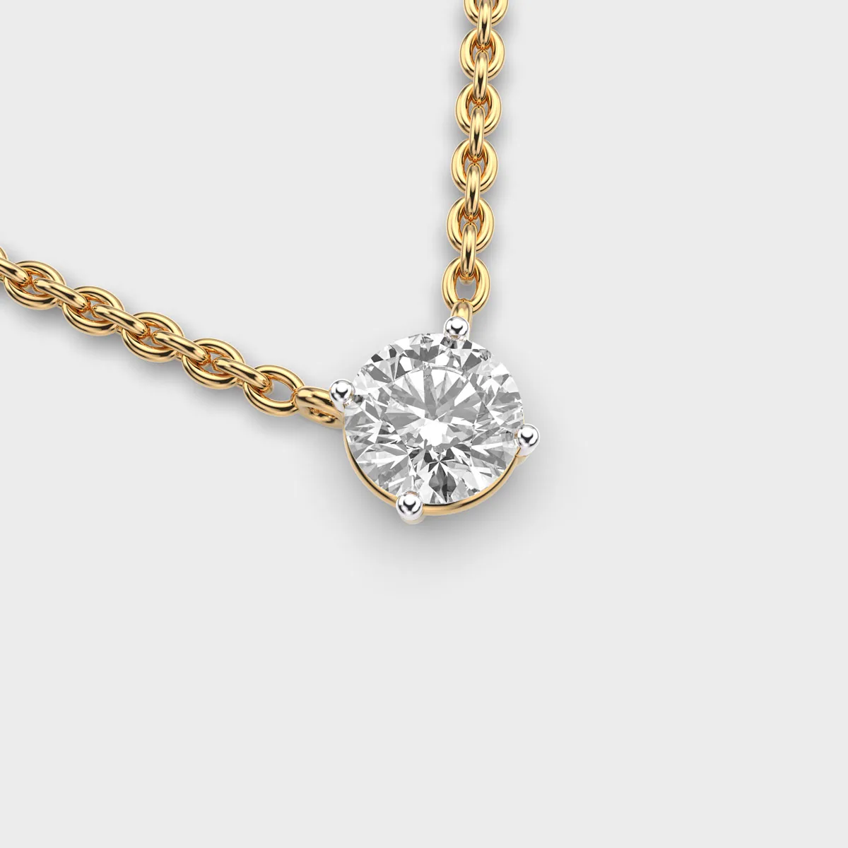 Serene Aeterna Round Diamond Solitaire Link Pendant With Chain – alternate view