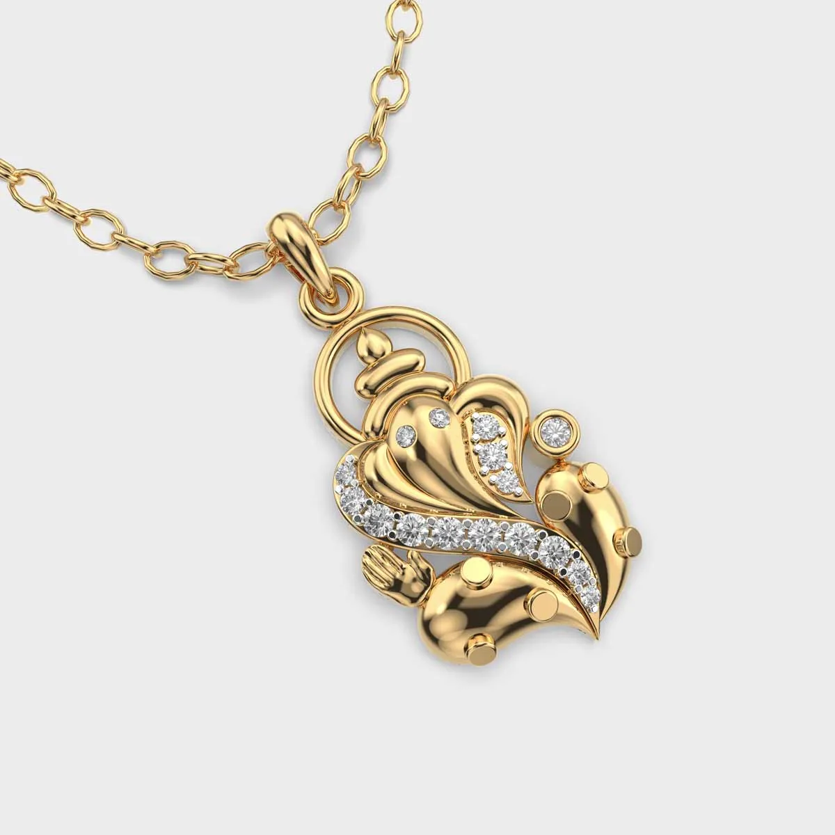 Shree Ganesha Clustered Diamond Pendant Without Chain