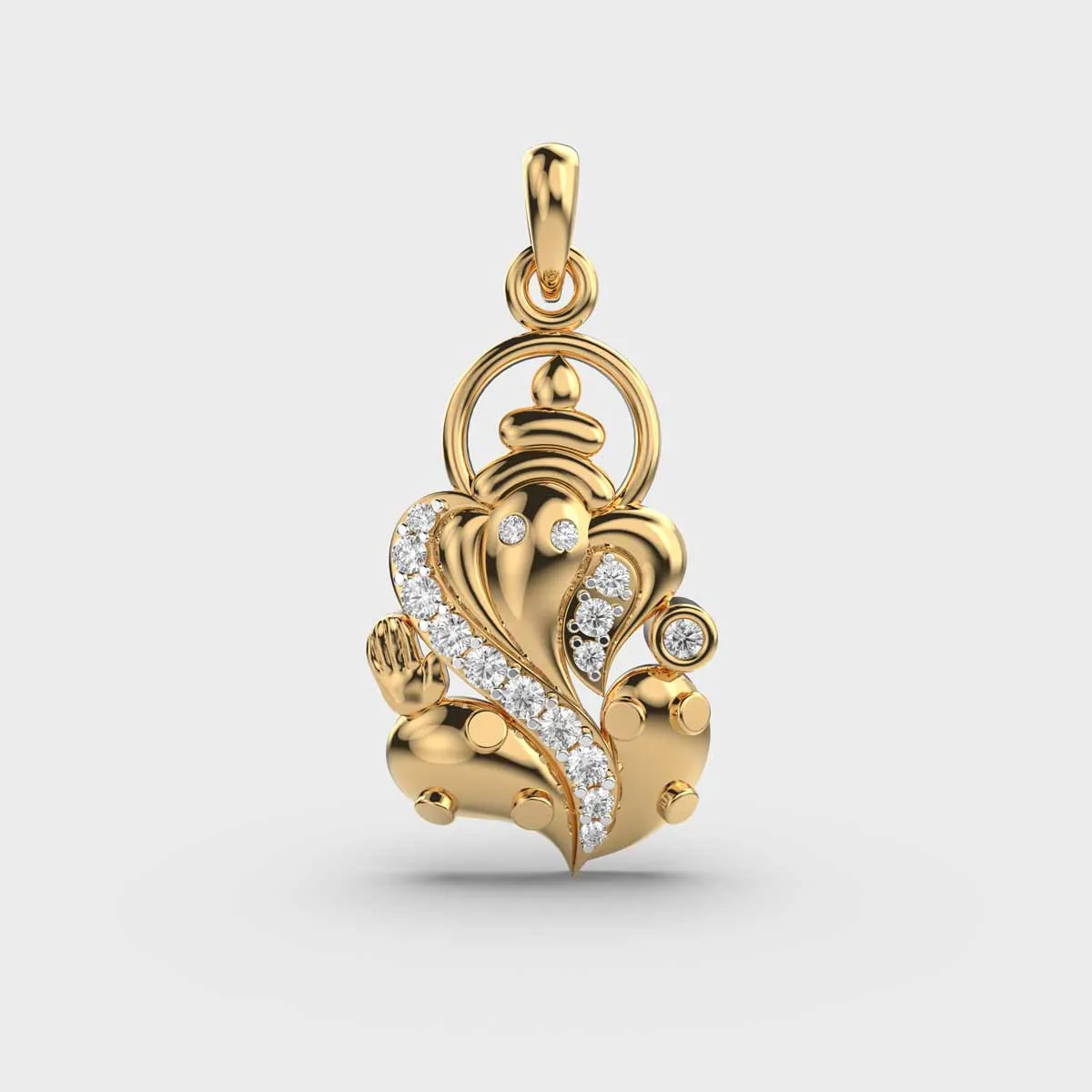 Shree Ganesha Clustered Diamond Pendant Without Chain – alternate view