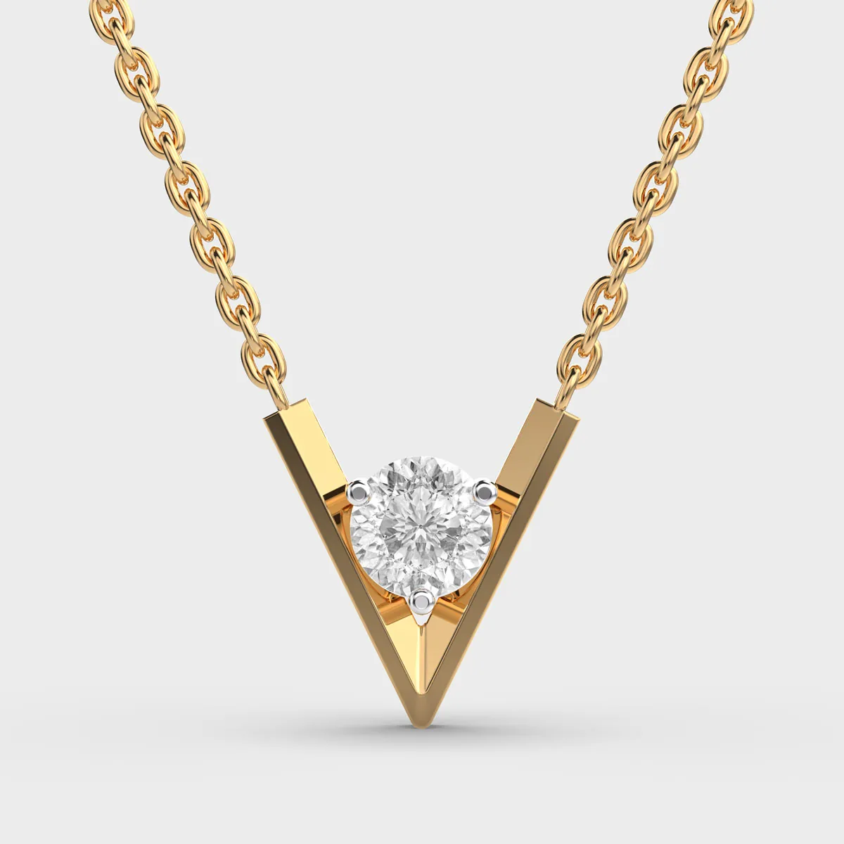 V Shaped Padma Cut Diamond Pendant With Chain