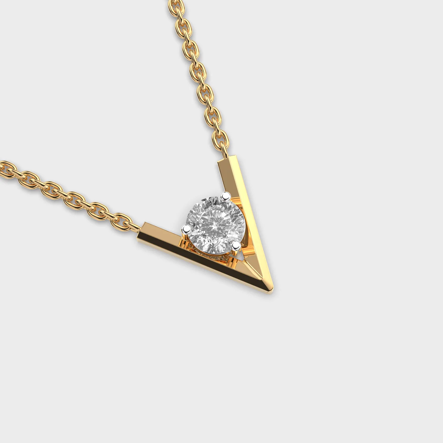 V Shaped Padma Cut Diamond Pendant With Chain – alternate view