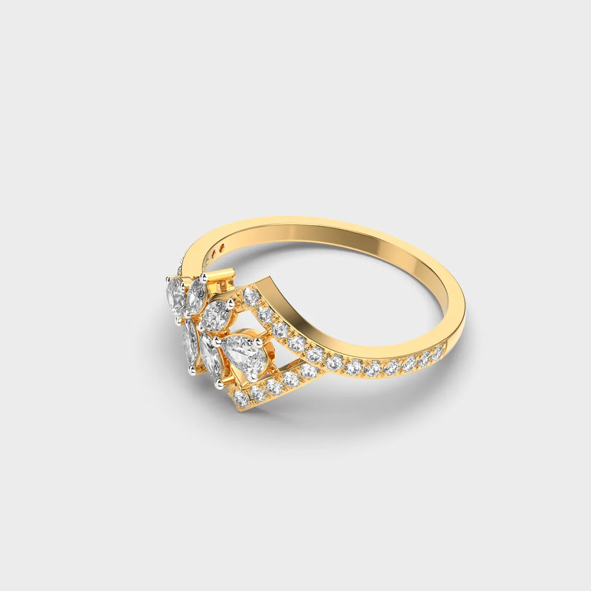 Cluster Of Leaves Diamond Ring – alternate view