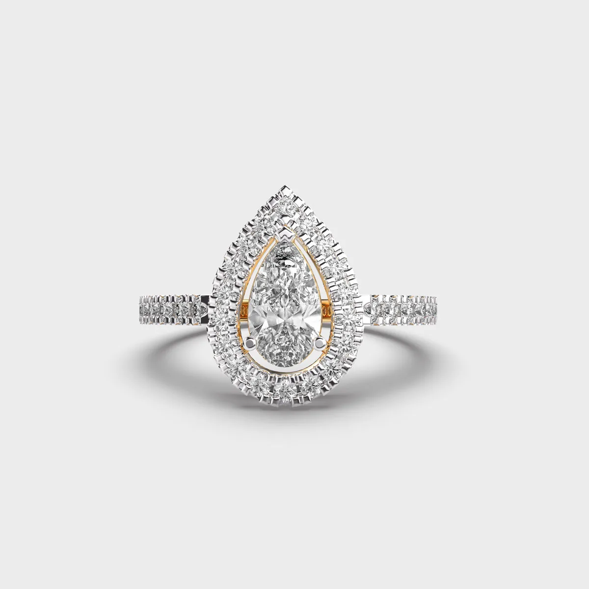Elegant Halo Pear Cut Diamond Ring