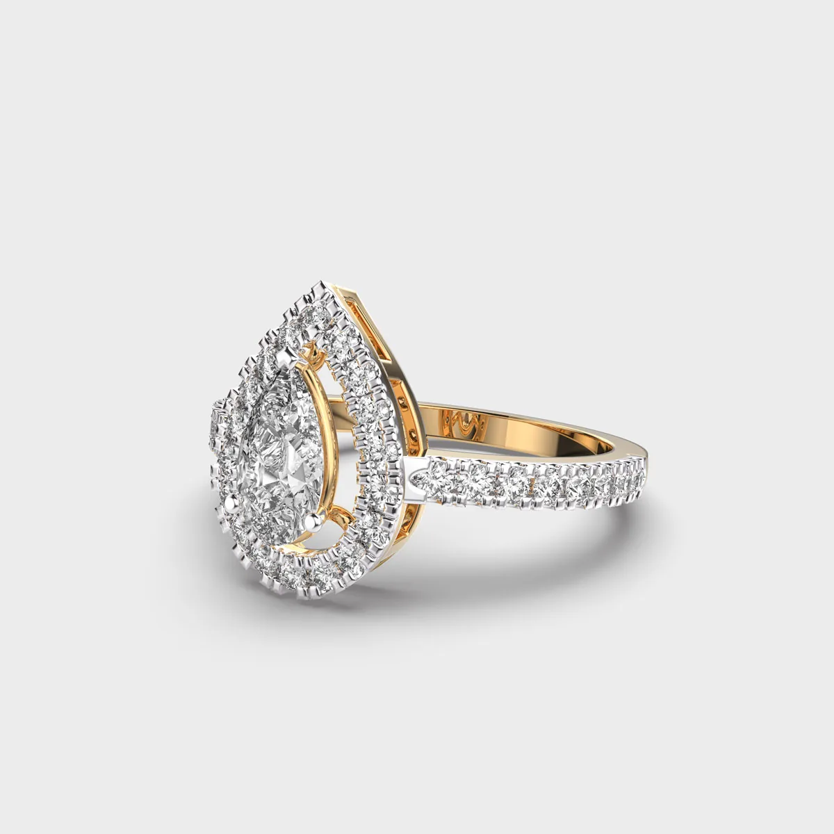 Elegant Halo Pear Cut Diamond Ring – alternate view