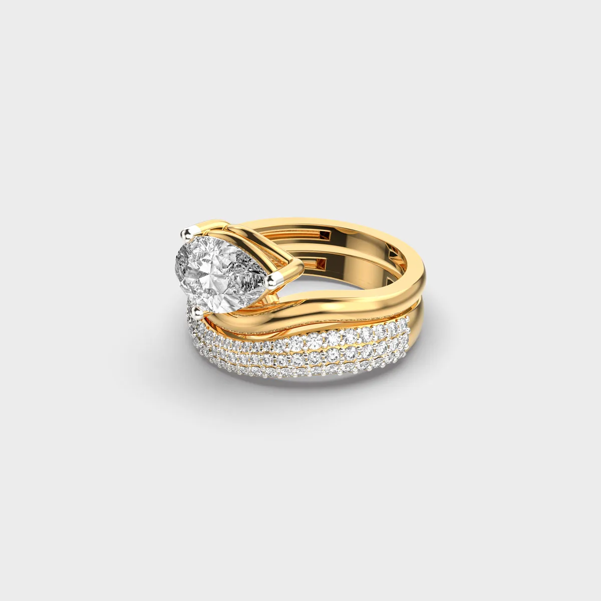Elegant Pear Wave Diamond Ring – alternate view
