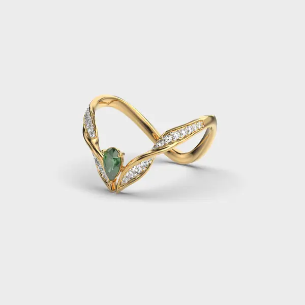 Green Stone Vanki Diamond Ring – alternate view