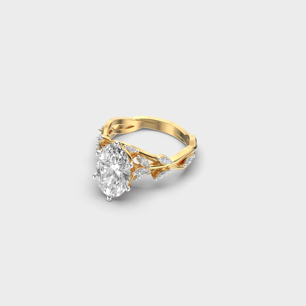 Leafy Vine Oval Solitaire Diamond Ring – alternate view