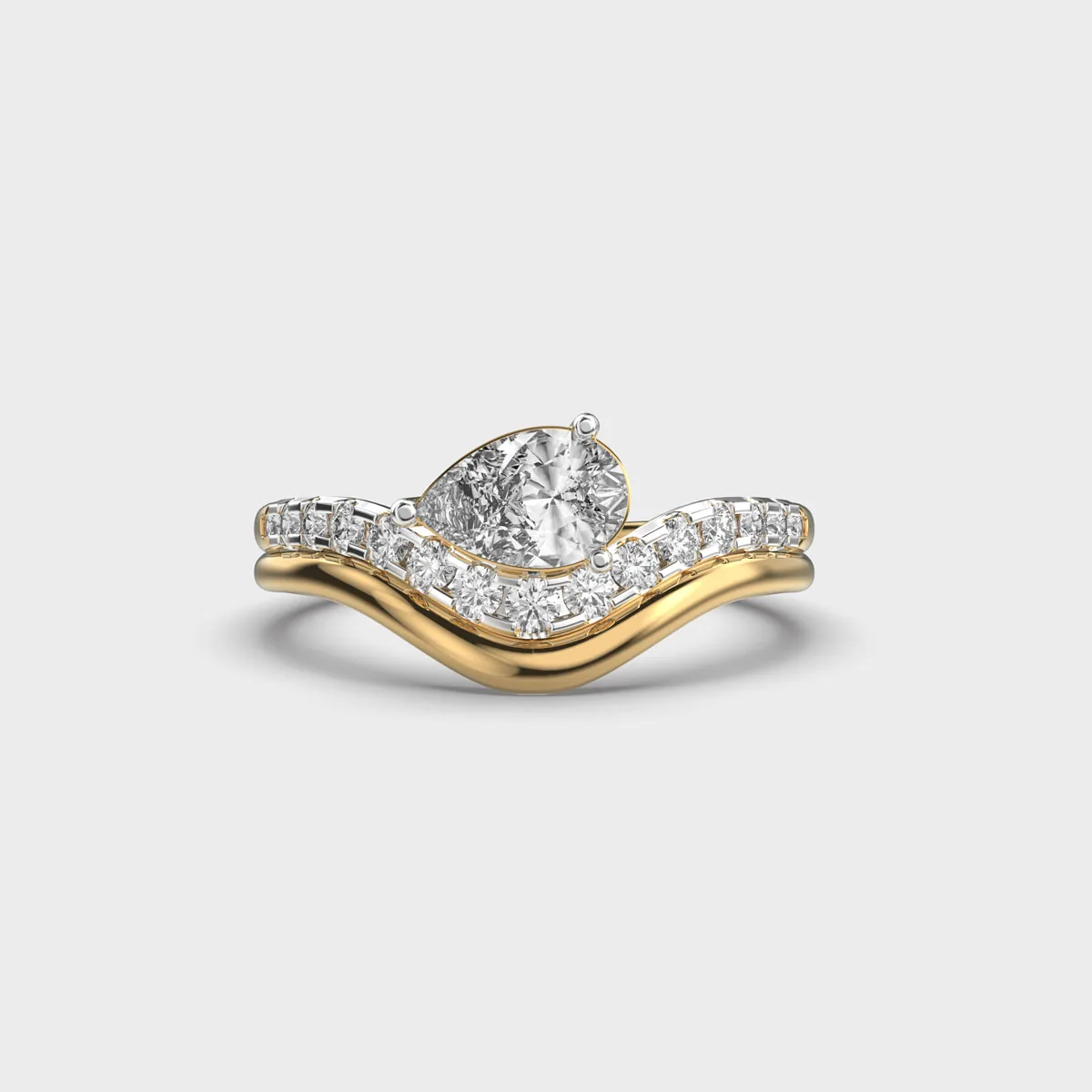 Modern Solitaire Wave Diamond Ring