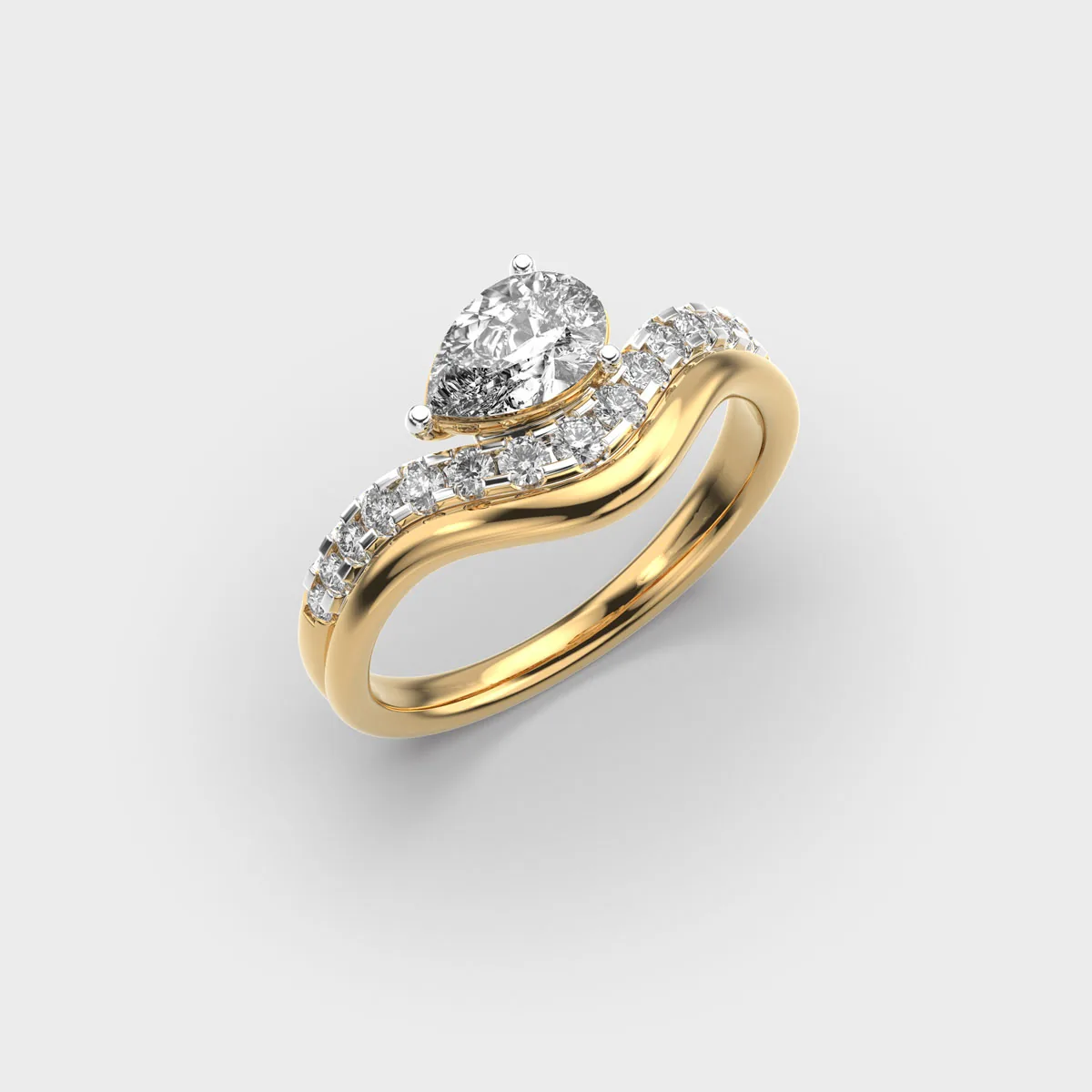 Modern Solitaire Wave Diamond Ring – alternate view