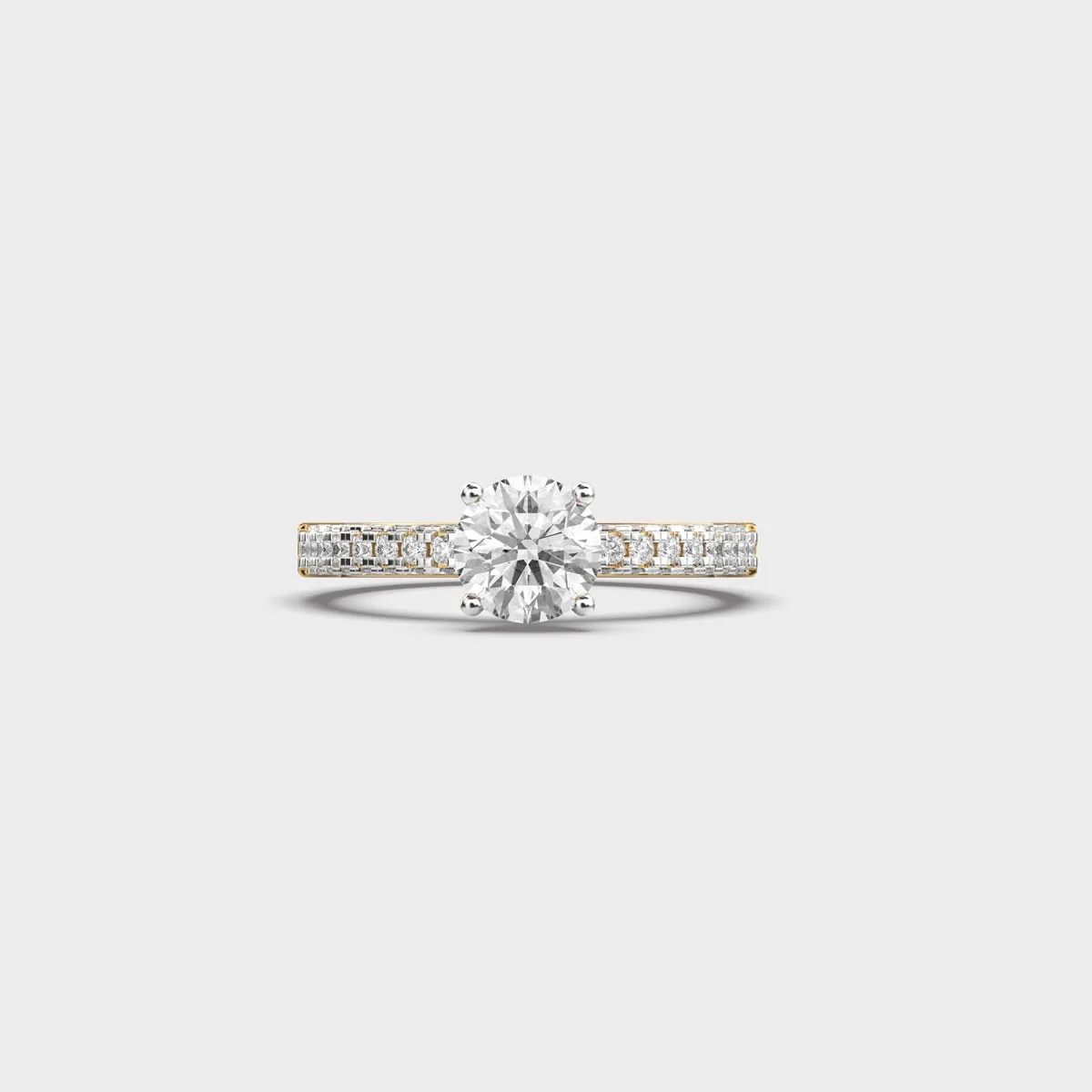 Pav Shoulder Solitaire Diamond Ring