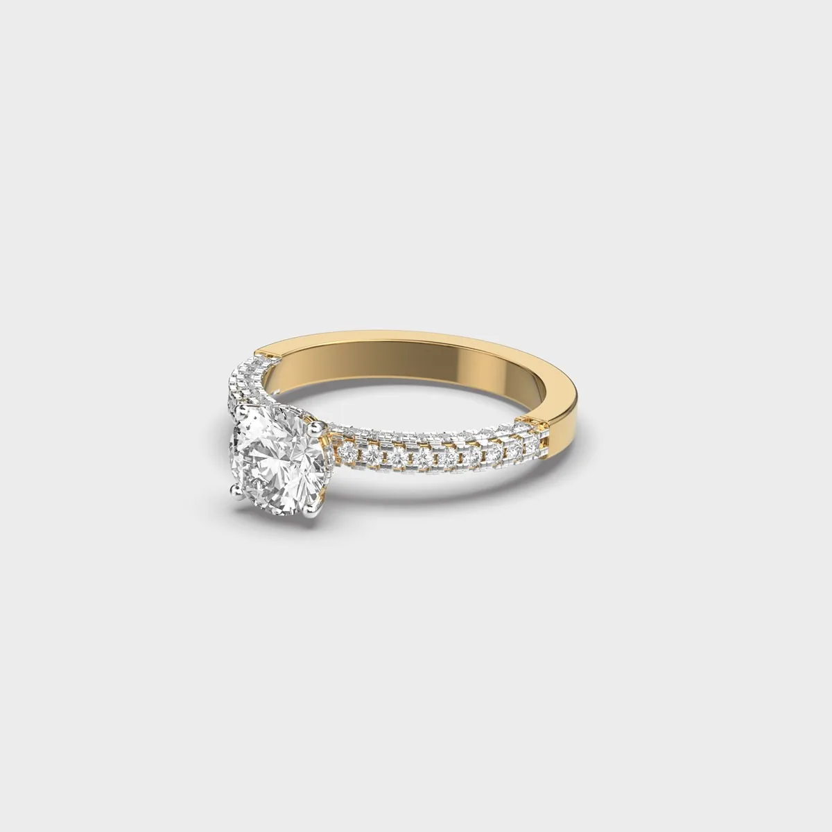 Pav Shoulder Solitaire Diamond Ring – alternate view