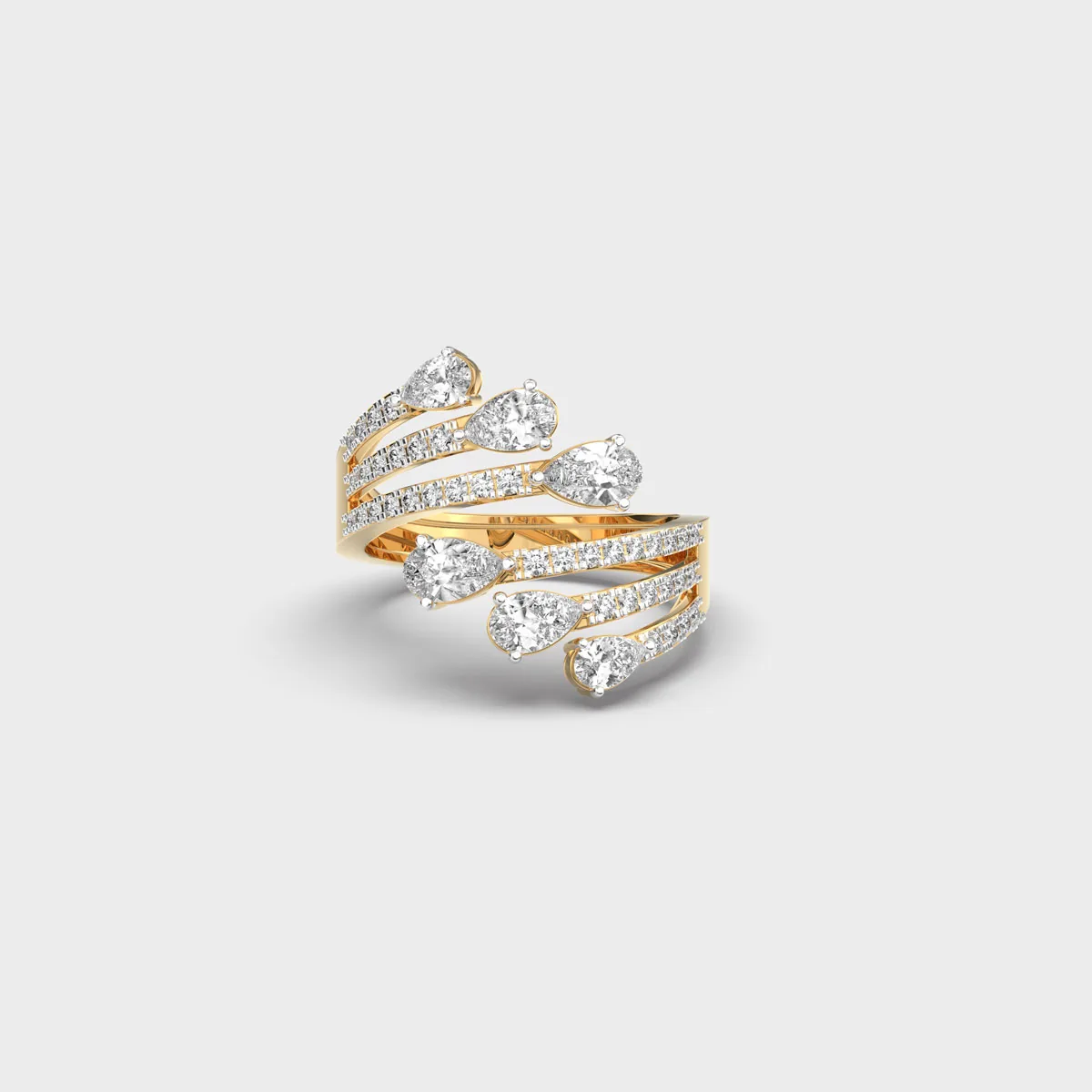 Pear Cascade Spiral Diamond Ring