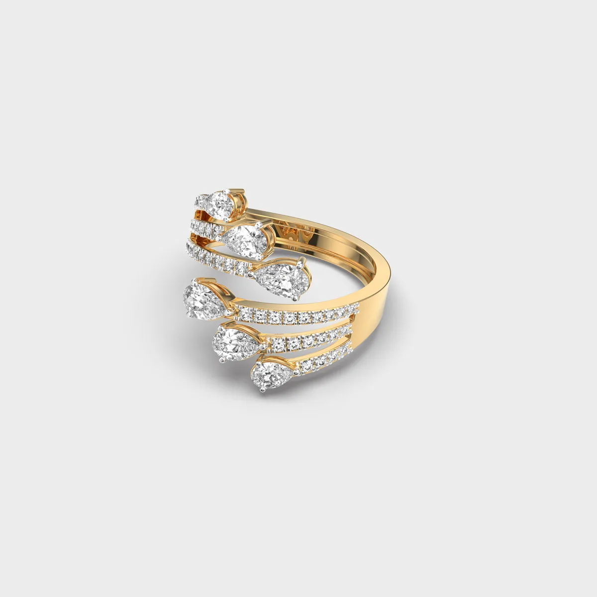 Pear Cascade Spiral Diamond Ring – alternate view