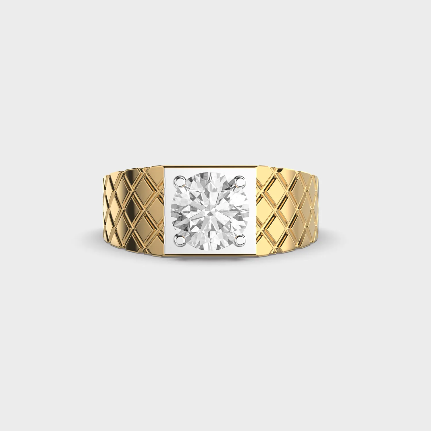Quilted Solitaire Diamond Ring For Men