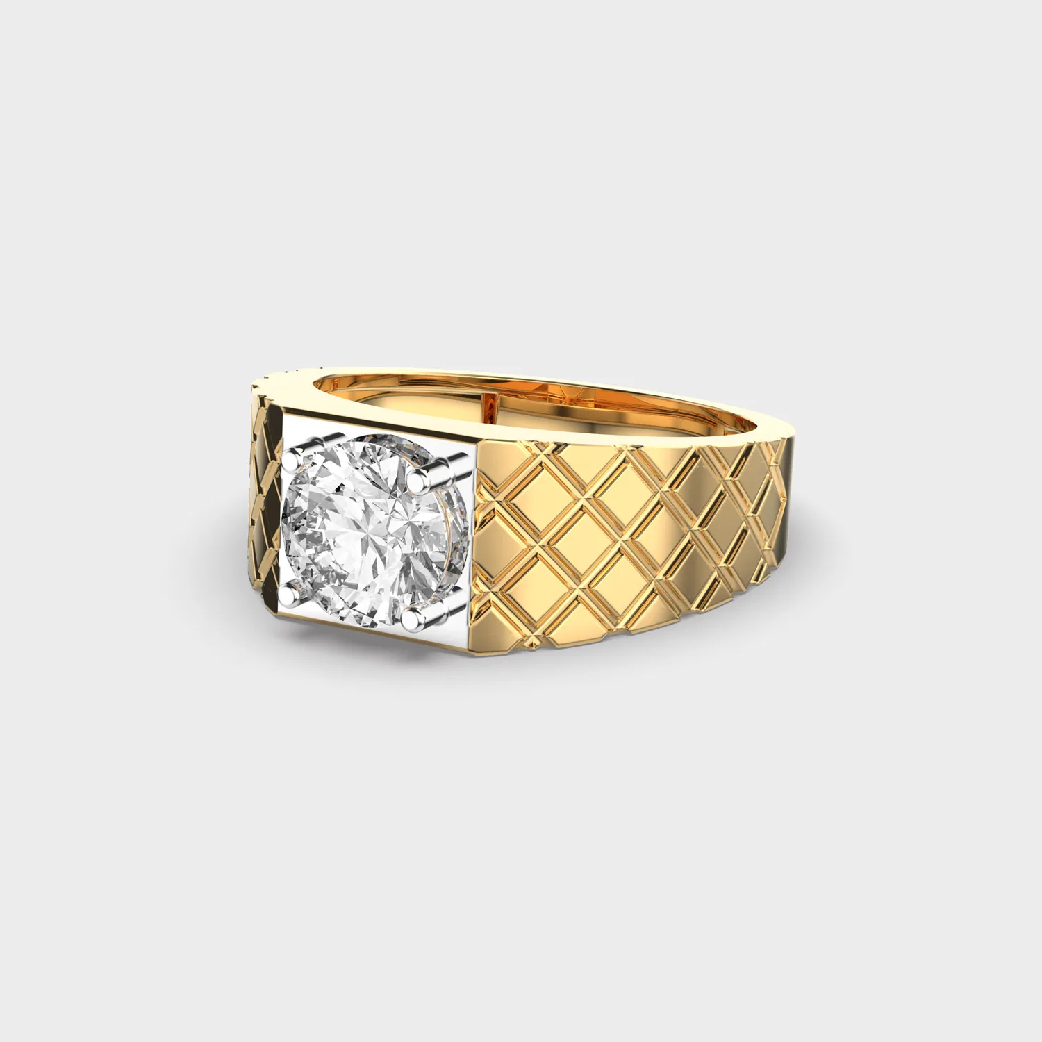 Quilted Solitaire Diamond Ring For Men – alternate view