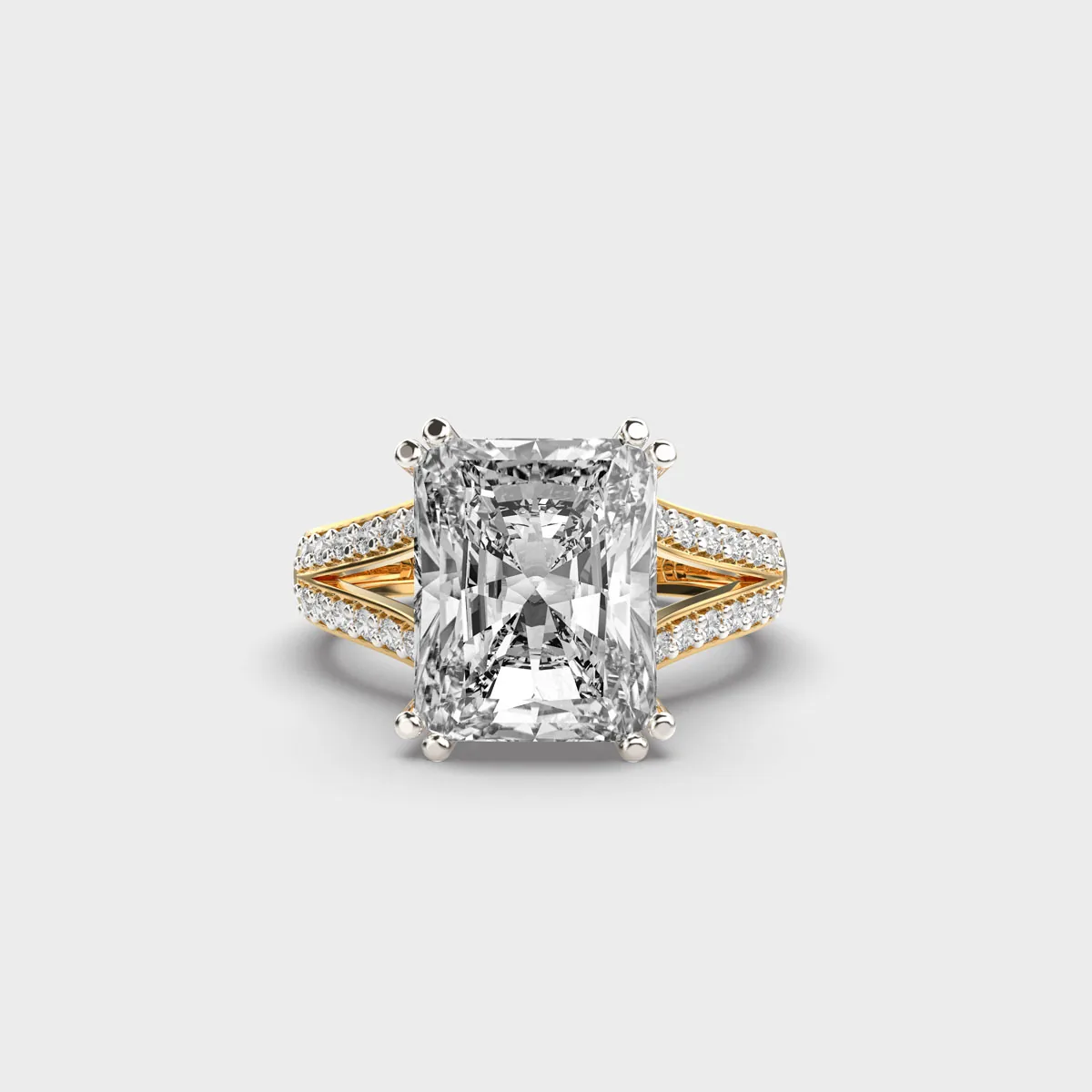Royally Embellished Radiant Cut Diamond Ring