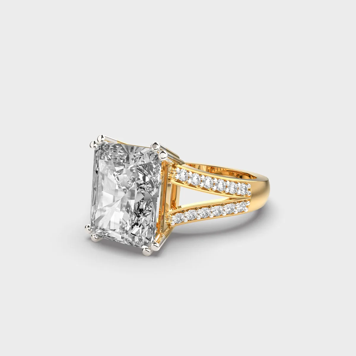 Royally Embellished Radiant Cut Diamond Ring – alternate view