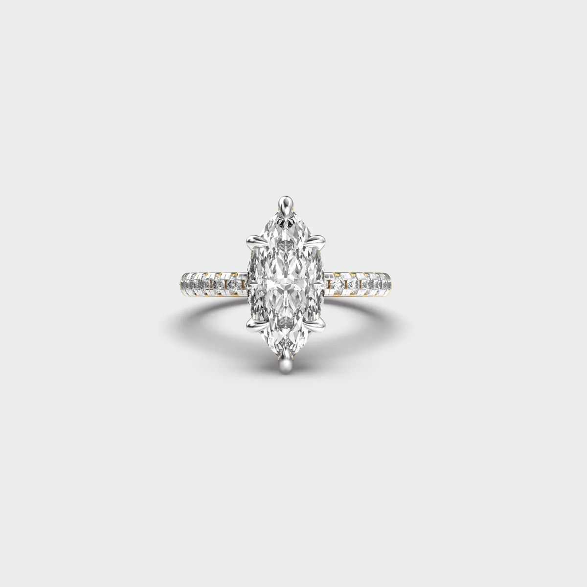 Slender Pav Marquise Diamond Ring