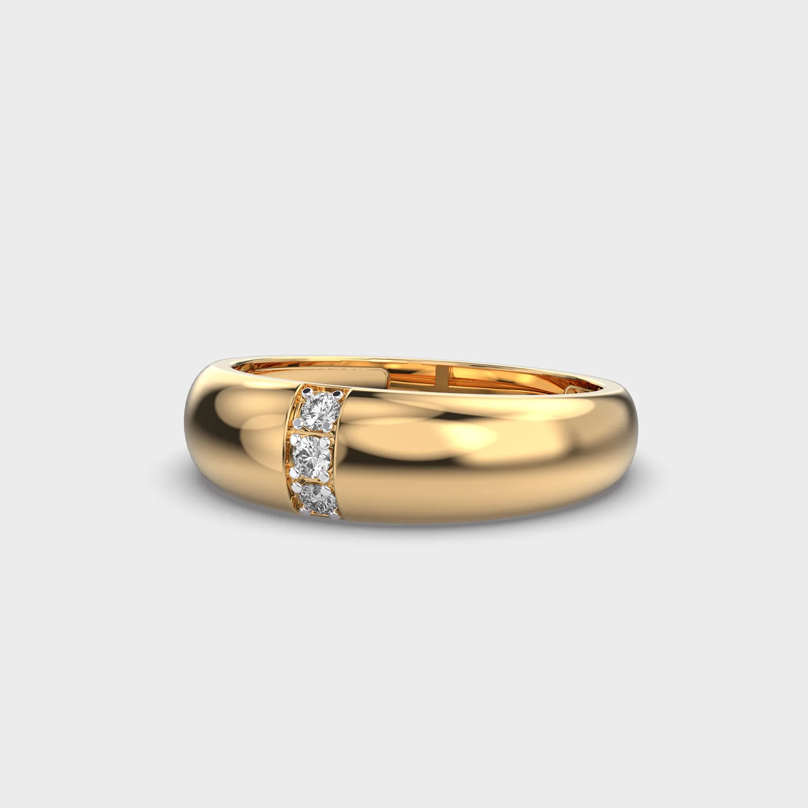 Three Diamond Band Ring For Men – alternate view