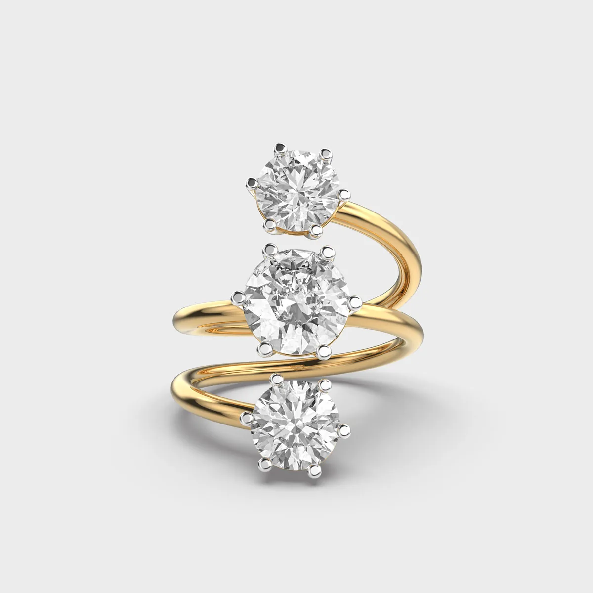 Triple Star Spiral Diamond Ring