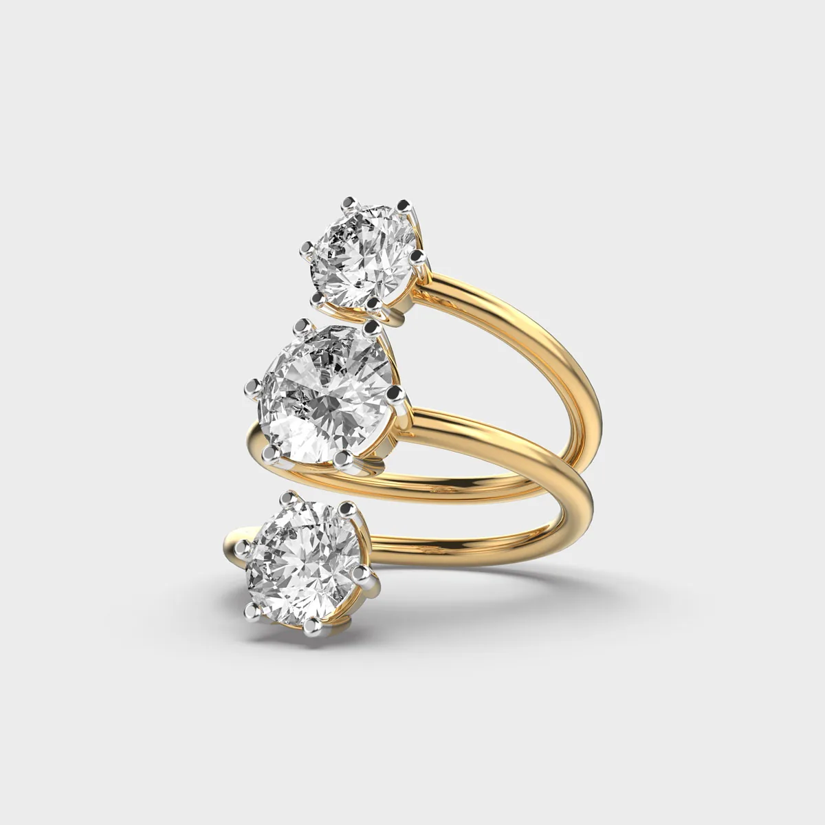 Triple Star Spiral Diamond Ring – alternate view