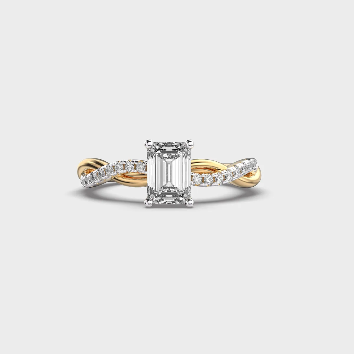 Twisted Vine Emerald Cut Diamond Ring