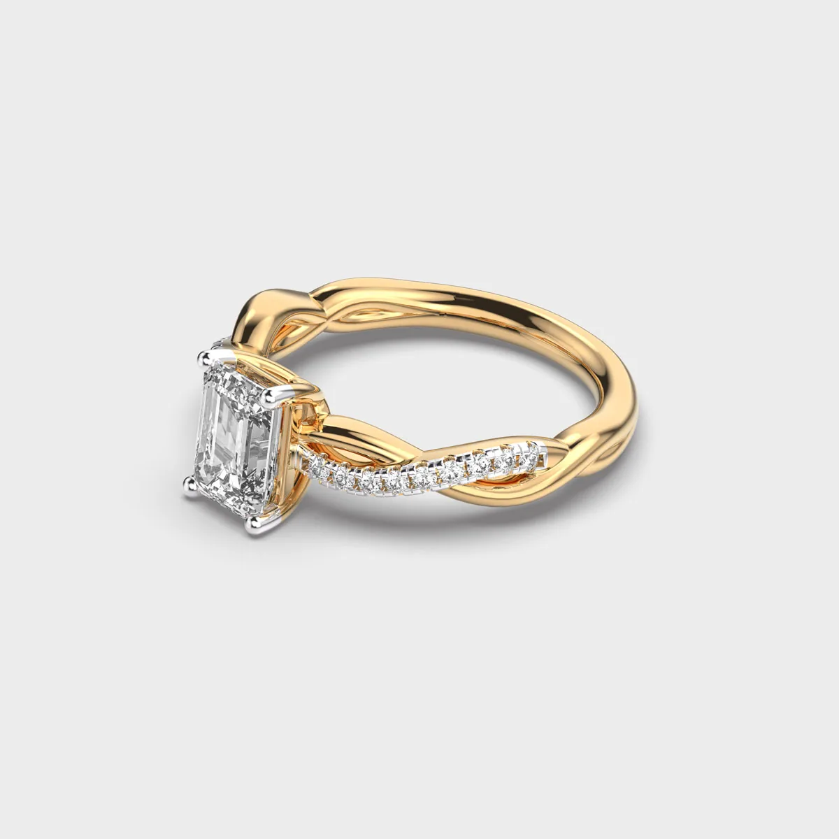 Twisted Vine Emerald Cut Diamond Ring – alternate view